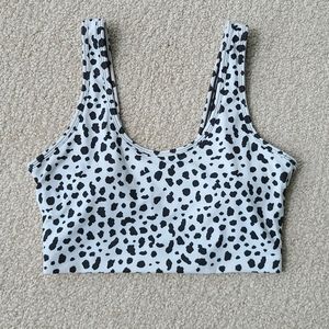 Long-Line Sports Bra, Snow Leopard print